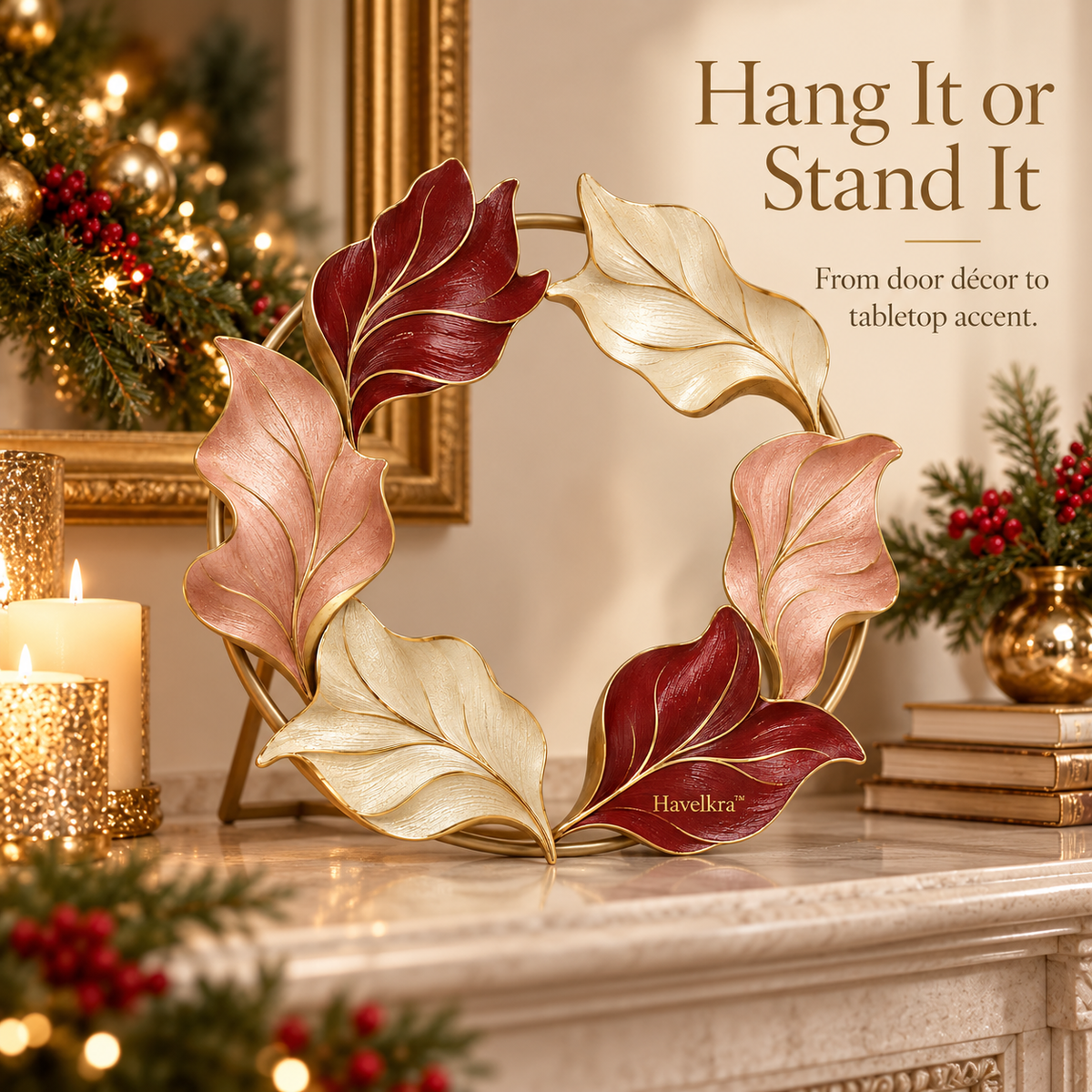Havelkra™ Reversible Sculptural Seasonal Wreath with Convertible Display