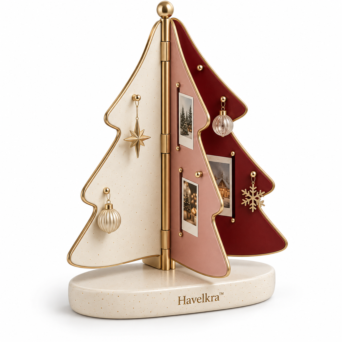Havelkra™ Sculptural Fold-Out Christmas Tree Centerpiece with Memory Display