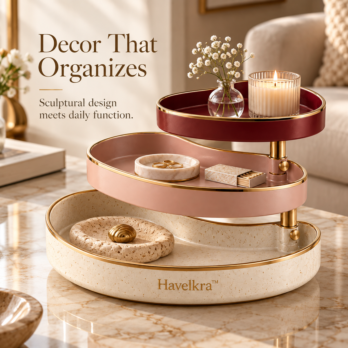 Havelkra™ Sculptural Expandable Layered Decorative Tray