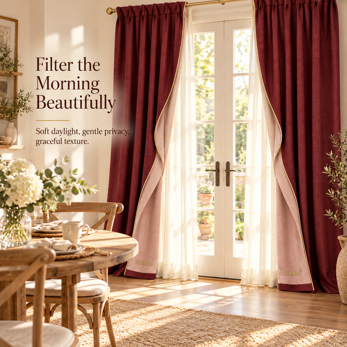 Havelkra™ Reversible Layered Light-Filtering Curtain Panels