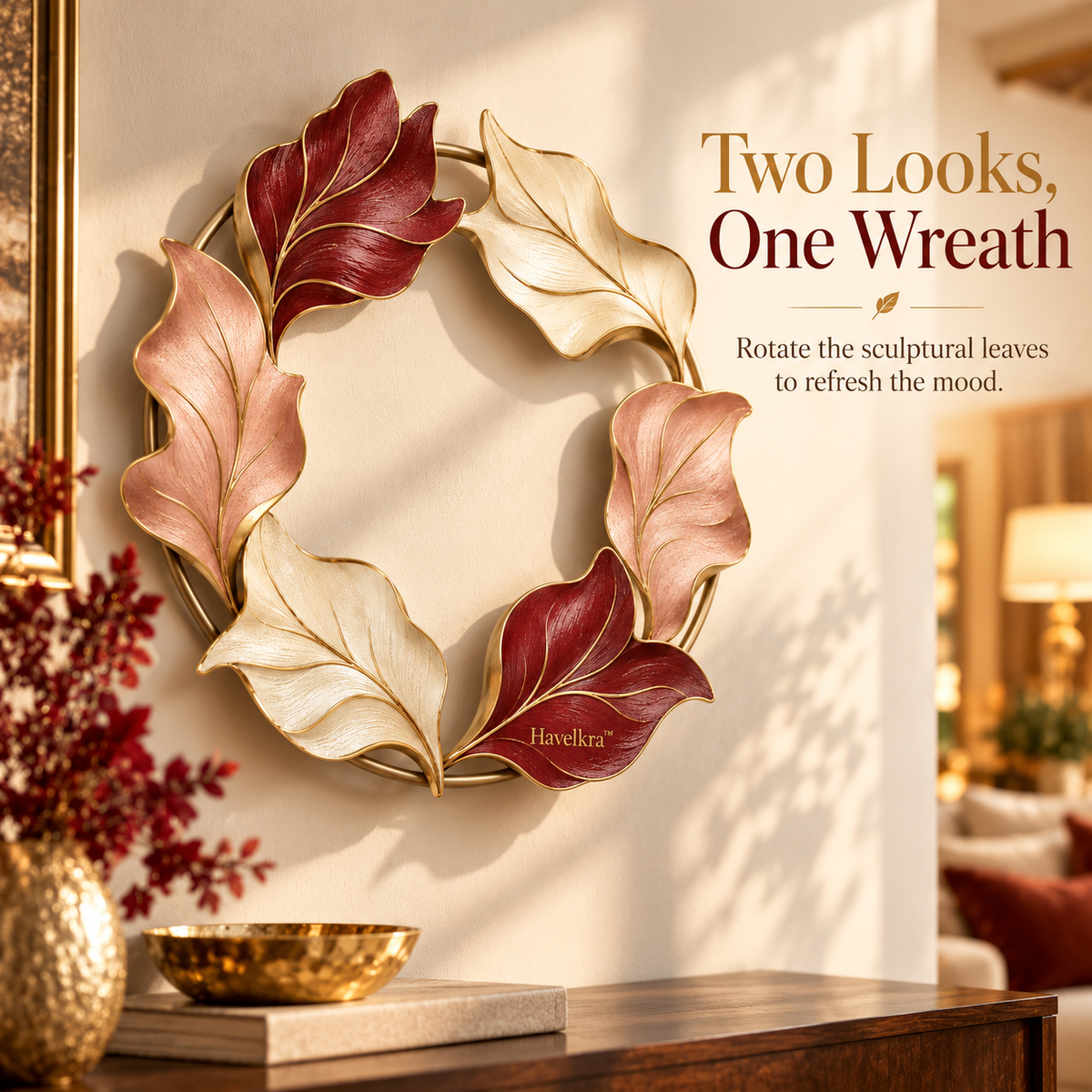Havelkra™ Reversible Sculptural Seasonal Wreath with Convertible Display