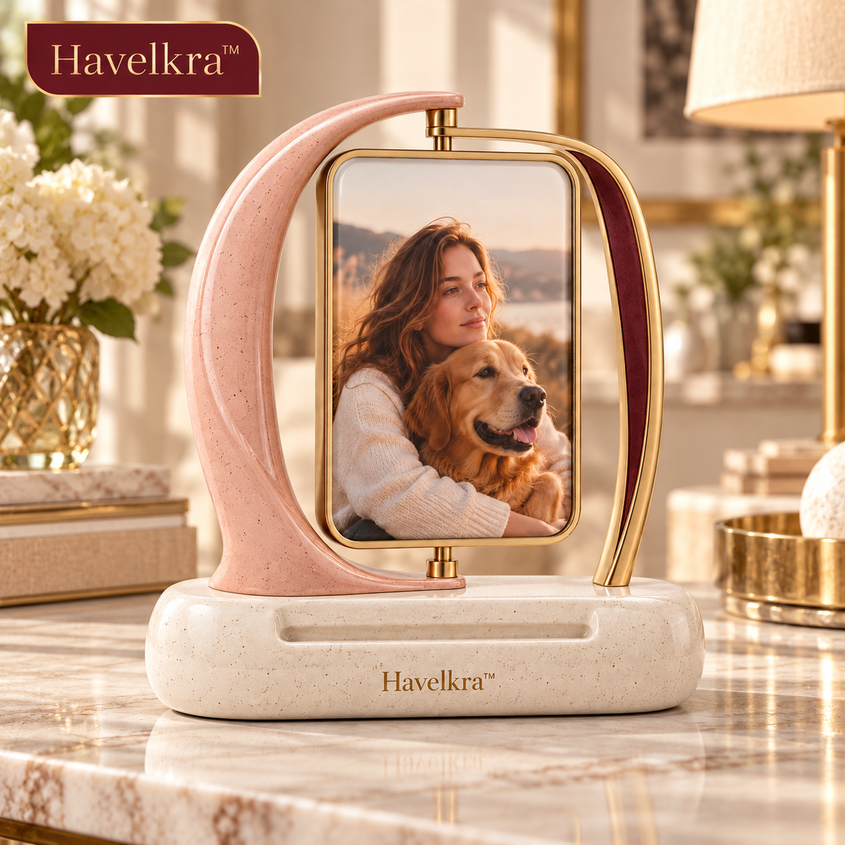 Havelkra™ Sculptural Pivot Photo Frame with Double-Sided Memory Display
