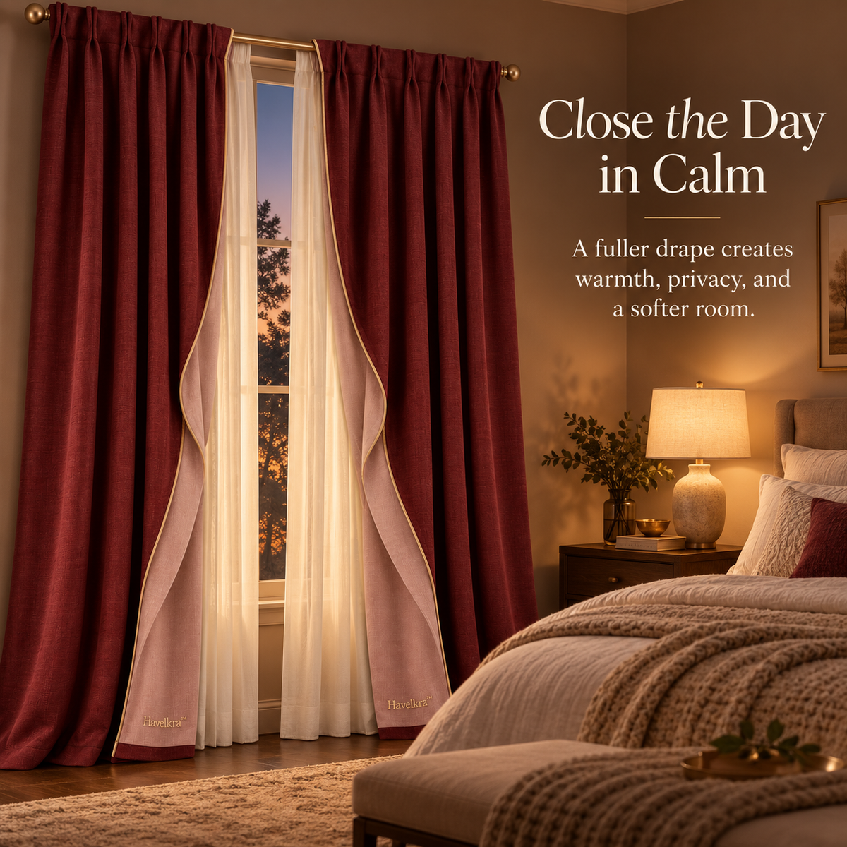 Havelkra™ Reversible Layered Light-Filtering Curtain Panels