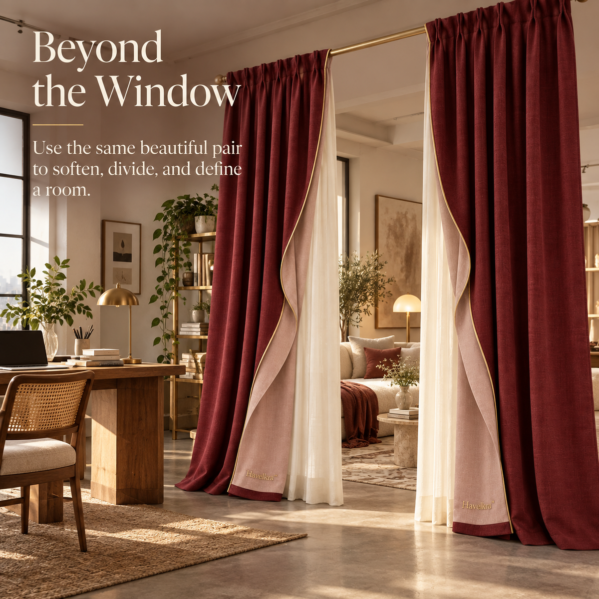 Havelkra™ Reversible Layered Light-Filtering Curtain Panels