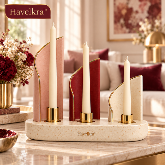 Havelkra™ Sculptural Ceramic Candle Holder with Repositionable Light Screens