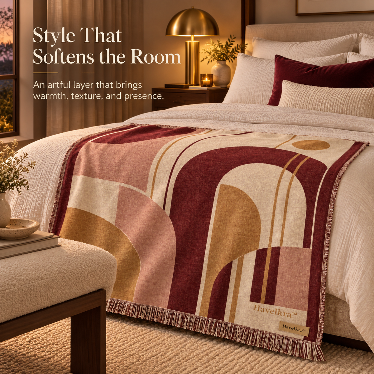 Havelkra™ Reversible Woven Art Blanket with Convertible Wall Display
