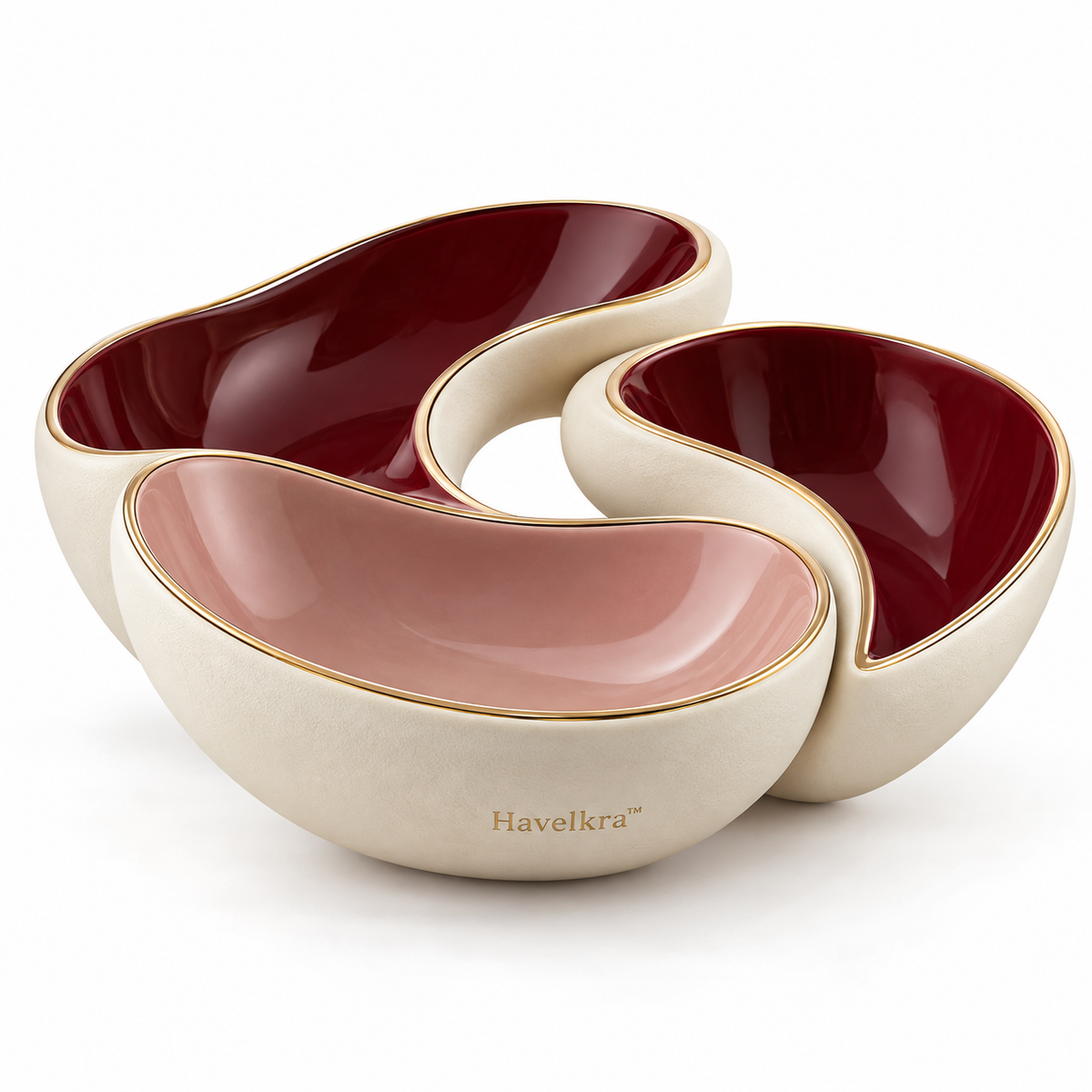 Havelkra™ Sculptural Interlocking Fruit Bowl with Three-Piece Serving Form
