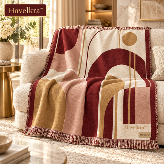 Havelkra™ Reversible Woven Art Blanket with Convertible Wall Display