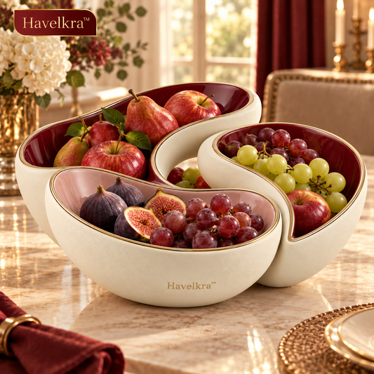 Havelkra™ Sculptural Interlocking Fruit Bowl with Three-Piece Serving Form