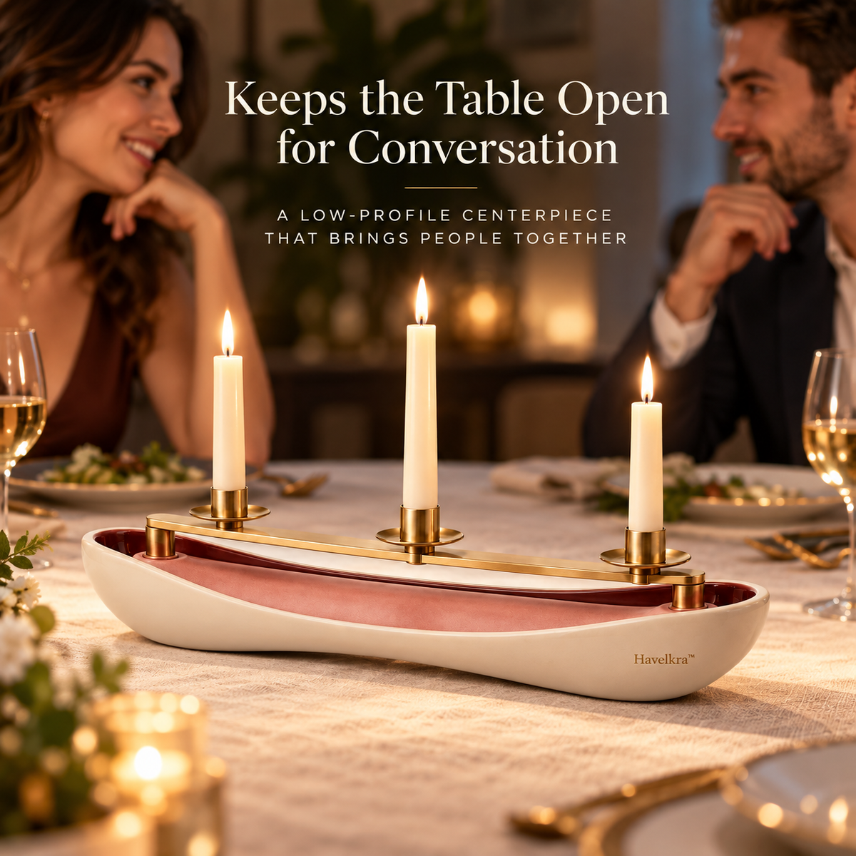 Havelkra™ Sculptural Sliding Candle Centerpiece with Adjustable Taper Holders