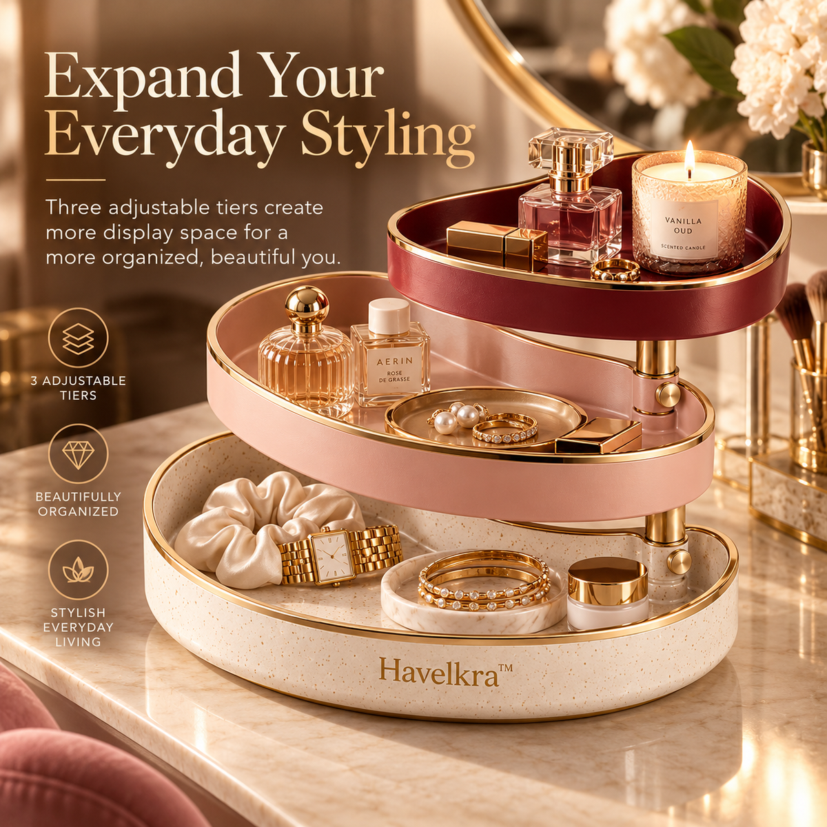Havelkra™ Sculptural Expandable Layered Decorative Tray