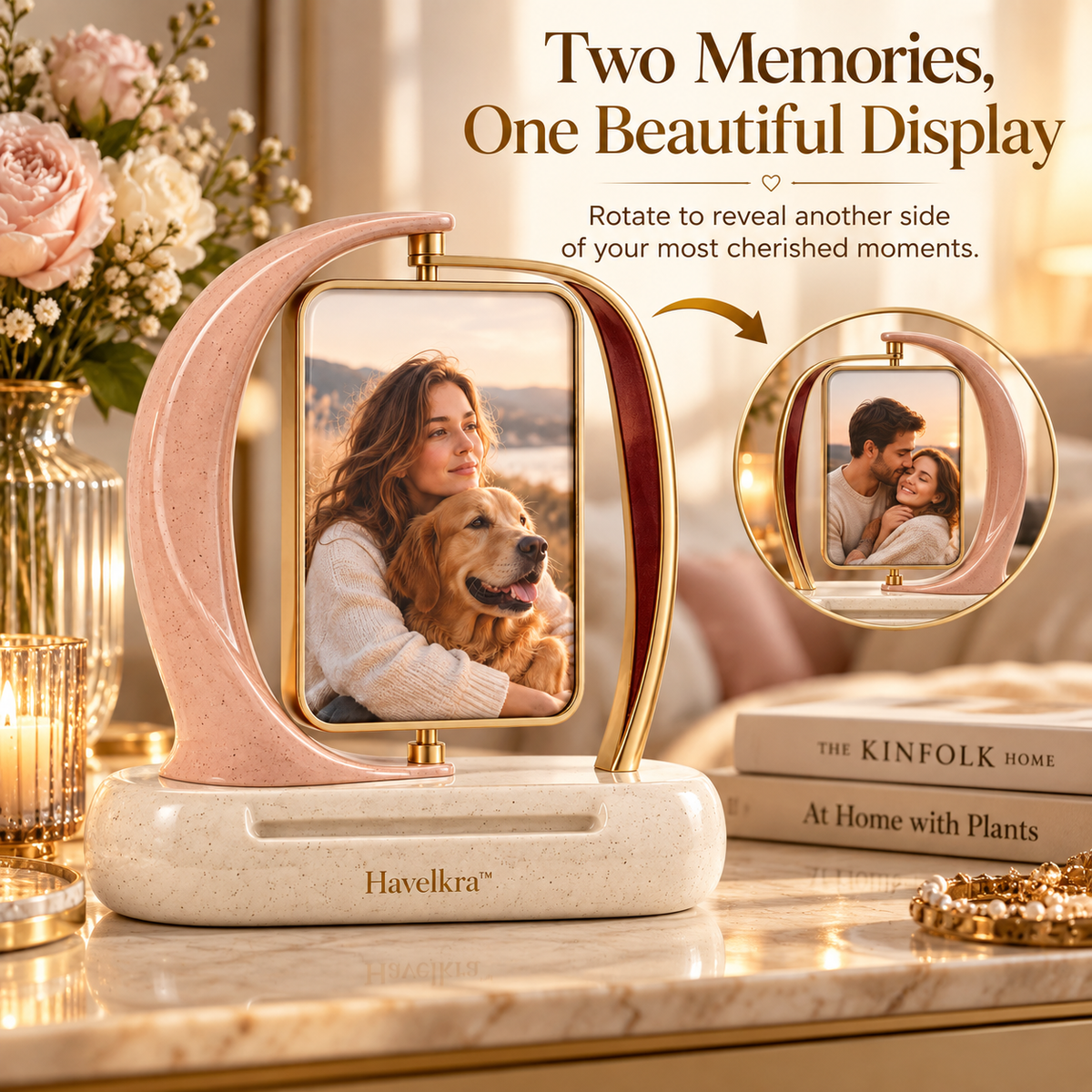 Havelkra™ Sculptural Pivot Photo Frame with Double-Sided Memory Display