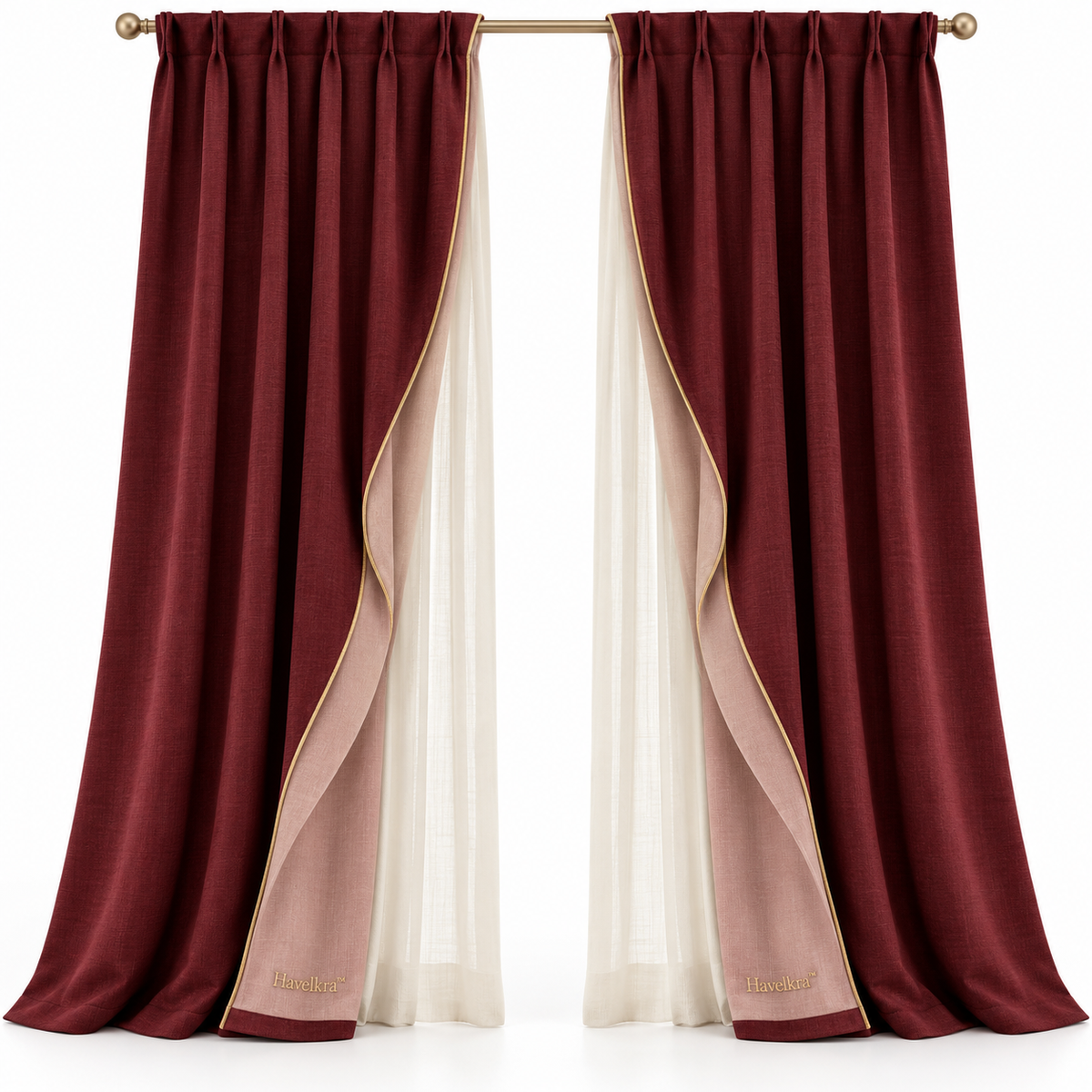 Havelkra™ Reversible Layered Light-Filtering Curtain Panels