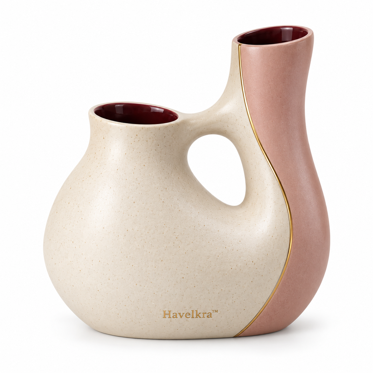 Havelkra™ Sculptural Dual-Chamber Ceramic Vase with Adjustable Floral Display