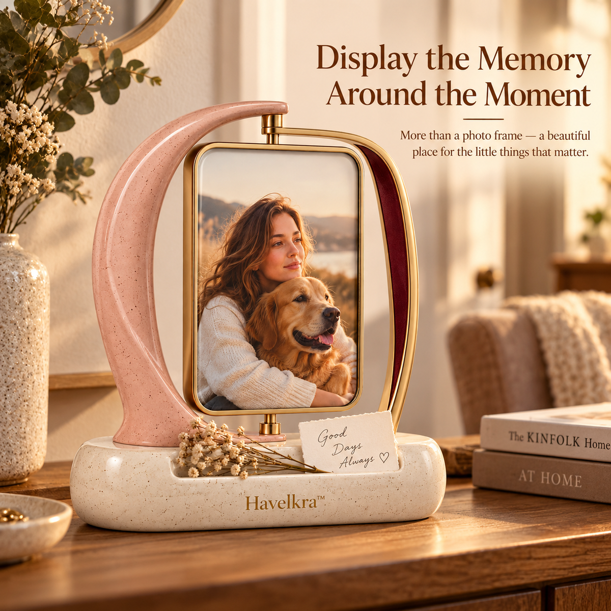 Havelkra™ Sculptural Pivot Photo Frame with Double-Sided Memory Display